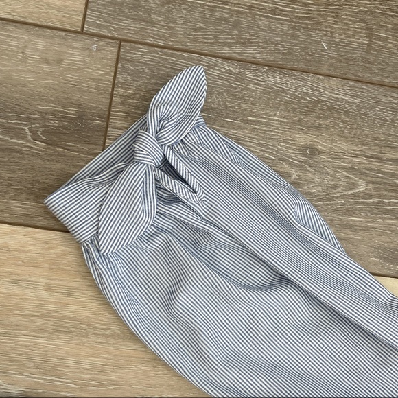 NEW CALVIN KLEIN BLUE WHITE STRIPED BLOUSE TOP WITH BOWS - Picture 6 of 11